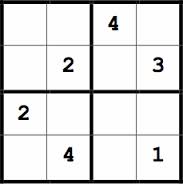 4x4の数独問題例